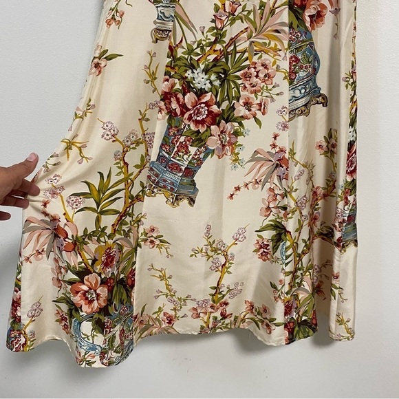 Spenser Jeremy Dress Women’s Size 14 Cream 100% Silk Floral Print Dress - Picture 6 of 10